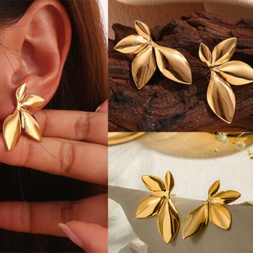Gold-Toned Leaf Earrings