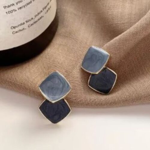 Dual-Toned Square Earrings